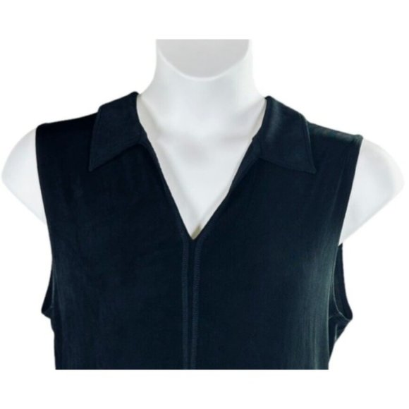 Chico's Travelers Size 3 (US XL) Liquid Slinky Collared Tank Top Shell Black - Picture 4 of 7